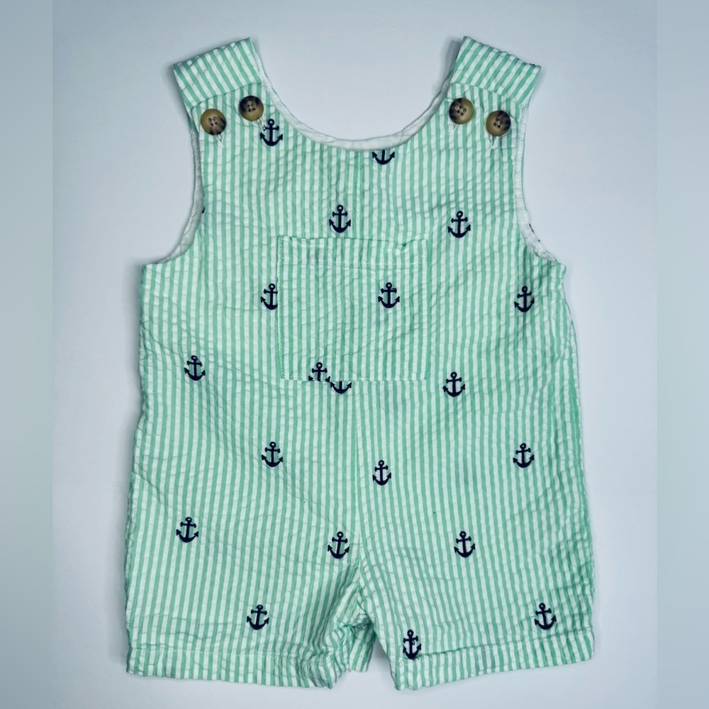 Classic Prep Baby Boy Green Nautical Shortall Size 6M